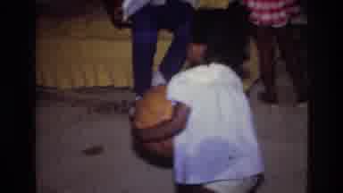 Harlem New York USA (1976): Little Girl And Friend Playing With Basketball