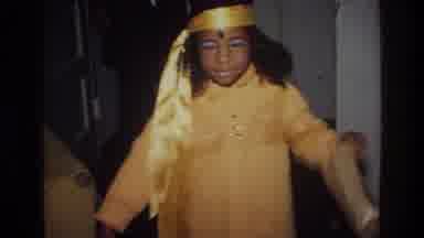 Harlem New York USA (1976): Two Sisters Dress Up For Halloween One Is An Indian