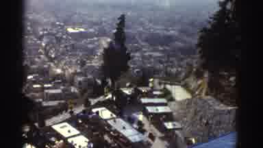 Tel Aviv Israel (1976): View Of Mountainside Homes, Two Women Standing By Church