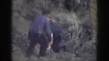 California USA (1937): Hiking Down A Mountainside