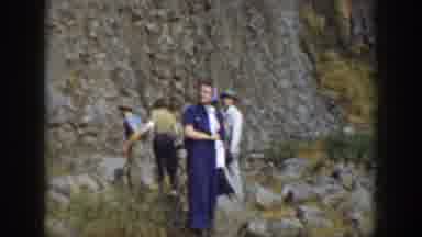 California USA (1937): A Group Of Joyful Tourists Enjoying The View Of A Waterfall