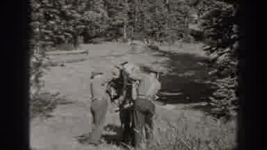California USA (1938): Old Footage Farmers Lashing Equipment To A Horse Or A Mule