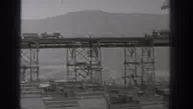 Washington USA (1938): Panoramic View Of Bridge And Dam With Misty Mountain