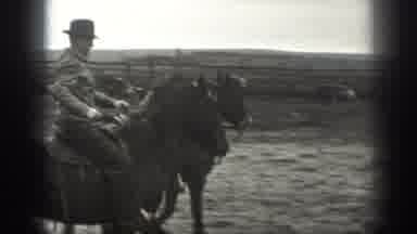 Montana USA (1939): Two Men Riding Horses In A Wood Corral In Old Film