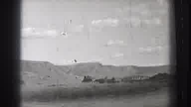 Washington USA (1939): A Railroad Track Runs Along A Lake In The Desert Flanked By