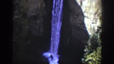 Wyoming USA (1939): Waterfall Flowing Rapidly From Above