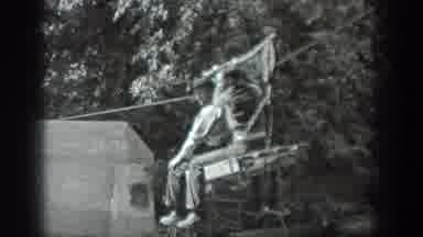 Washington USA (1940): Two Male Friends Go Zip Lining In Nature For Sport