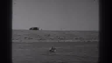 Washington USA (1940): Two Men On A Small Boat Sailing On The Ocean