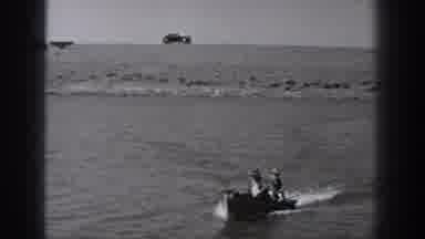 Washington USA (1940): Two Members Are Riding In A Small Boat In A River