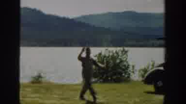 Washington USA (1940): A Father Greeting His Children, Who Play Baseball Near