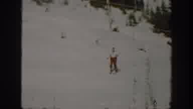 Washington USA (1940): Man Skiing Joyfully On Snowy Hill On Typical Winter Day
