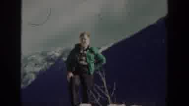 Washington USA (1940): Man Skiing Enthusiastically On A Beautiful Sunny Day On A