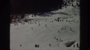 Washington USA (1940): Old Home Video, People Skiing At A Sky Resort, Skiing Down