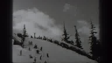 Washington USA (1940): Skier Performs Jump Going Down Mountain