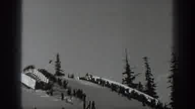 Washington USA (1940): Man Using Skis To Glide Snow Slope Enjoying