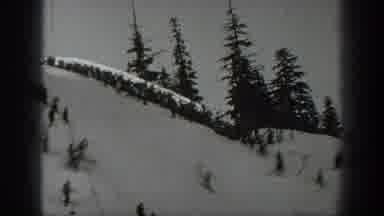 Washington USA (1940): Jumping Snowboarder Landing Smooth Steady Snow Steep