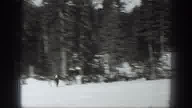 Washington USA (1940): Man Skiing And Enjoying Cold Winter Snowy Day With His