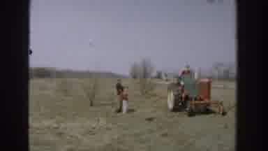 Wisconsin Dells Wisconsin USA (1954): Man Works With Tractor On Beautiful Country