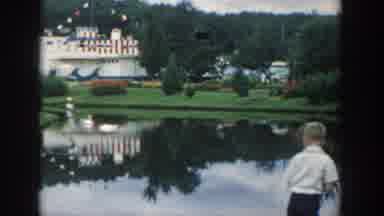 Wisconsin Dells Wisconsin USA (1954): Two Children Walk Around The Pond On The Way
