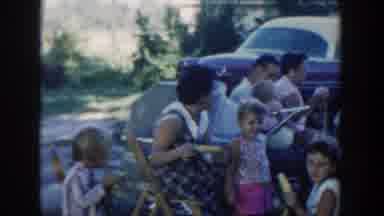 Wisconsin Dells Wisconsin USA (1954): Several Family Members Are Sitting Outside
