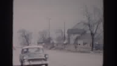 Grand Rapids Michigan USA (1956): Winter Panoramic Of Car And House In Distance