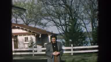 Wisconsin USA (1957): Older Women Is Walking Outside To Think, Meditate, And Relax