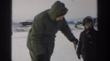 Wisconsin USA (1957): Winter Ice Fishing In The Snow Together As A Family