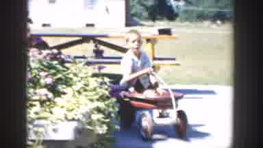Michigan USA (1958): Colorful Flowers In Stone Pots Children Riding Toy Car And