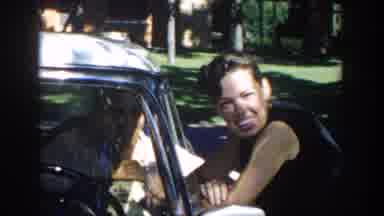 Michigan USA (1958): Old Years Woman Talking To Man In The Window Of Her Car