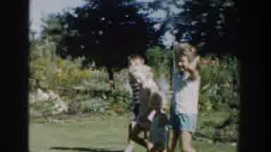Michigan USA (1958): Four Kids Are Walking Into The Forest With Joyful