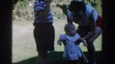 Michigan USA (1958): Baby And Two Older Children With Two Women On A Lawn
