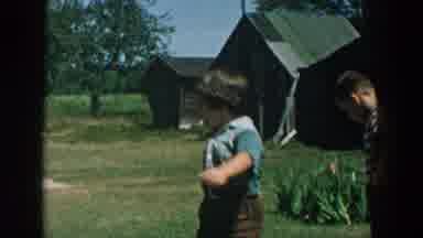 Michigan USA (1958): Little Kids Playing In Their Camp, In Front Of The Tents, In