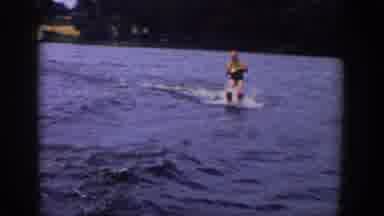 Wisconsin USA (1958): Old Coloured Video Of A Man Riding His Waterski In A Lake