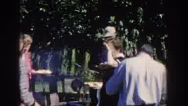 Wisconsin USA (1958): A Group Of Older People Having A Barbecue In An Outdoor