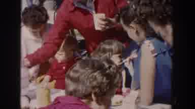 Wisconsin USA (1958): A Whole Family On A Picnic Table Enjoying Their Lunch On A