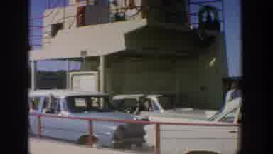 Wisconsin USA (1964): Happy Family Walking Down The Path To The Ferry Boat