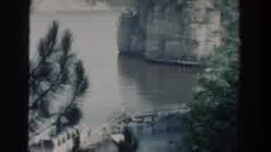 Wisconsin USA (1964): View Of Quiet Lake Dam, Trees And Sheer Rock Formation
