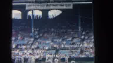 New York USA (1964): Baseball Team On Field Practicing In Stadium With Crowd In