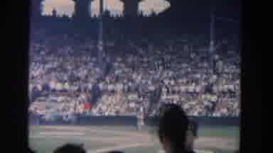 New York USA (1964): Baseball Player Hits Ball Run Towards First Base At Game