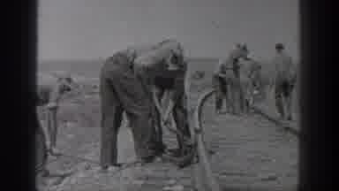 California USA (1936): People Are Working To Build Railway Tracks