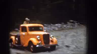 Chelan Washington USA (1939): Car Road Man Landscape Waterfall