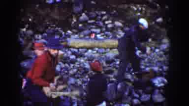 Chelan Washington USA (1939): Scenes Of Crane In Mountain Forest And People