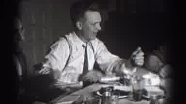 Chelan Washington USA (1939): Man Eating Dinner In Formal Black and White Dress