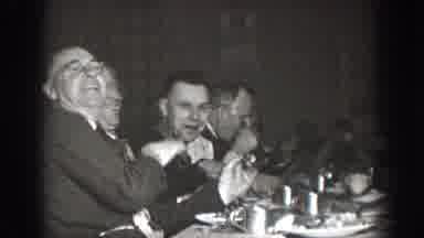 Chelan Washington USA (1939): Gentlemen Enjoying A Meal Happily In Black And White