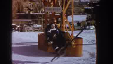 Aspen Colorado USA (1961): Daring Father And Child Attempt Ski Lift For The