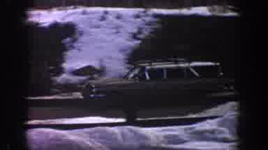 Aspen Colorado USA (1961): Car Rolling On Snowy Road Misty View Of Mountain On A