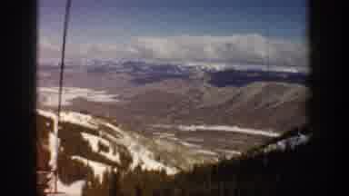 Aspen Colorado USA (1961): Big Mountain With A Skier Going Down With Ski Poles And