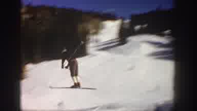 Aspen Colorado USA (1961): Man Around Snow Hills Skating Snow Skates Adventurously