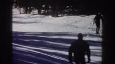 Aspen Colorado USA (1961): Five Skiers Slalom Downhill Pass Pine Trees On A Snow