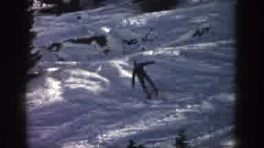 Aspen Colorado USA (1961): Man Skiing Beautifully And At A Good Pace Down Hill